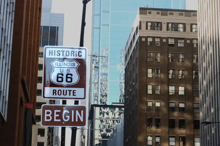 Route 66 Sign Begin Chicago